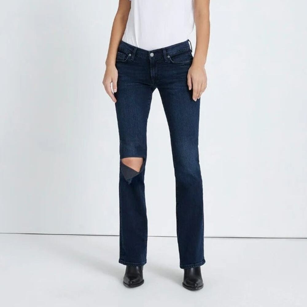 7 For All Mankind Jeans Women’s 27 Bootcut Low Rise Dark Wash Distressed NWT